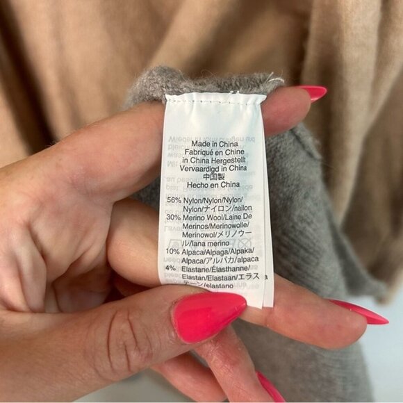 Madewell Kent Colorblock Tan Gray Merino Wool Blend Cardigan Women’s Size Small - Picture 6 of 7